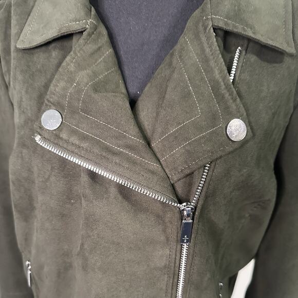 Kenneth‎ Cole Reaction Faux Suede Motorcycle Jacket with Zipper Accents XL - Picture 2 of 13